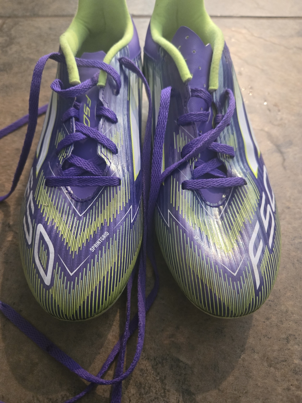 adidas Kids Soccer Shoes in Purple and Lime